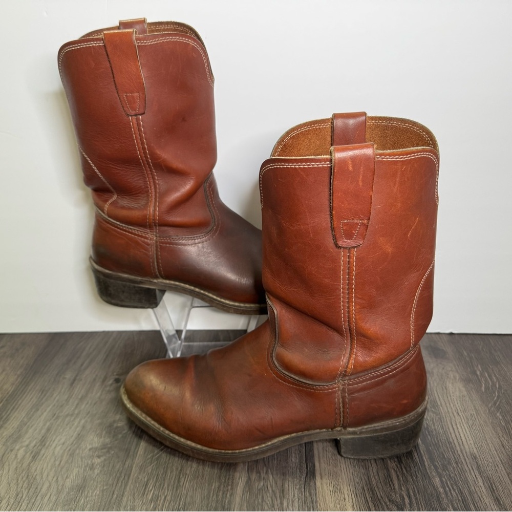 Biltrite Mens 10  Vintage Brown Leather Work Boots Pull On Western USA